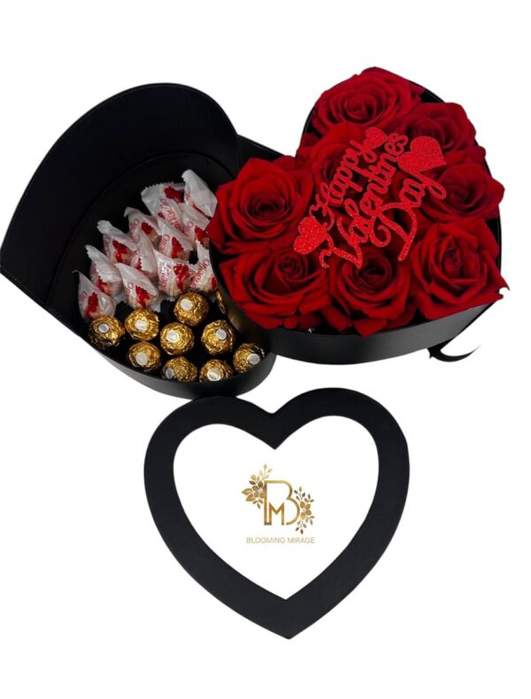 Heart shaped box with roses and candies - Image 6