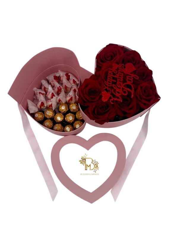 Heart shaped box with roses and candies - Image 4