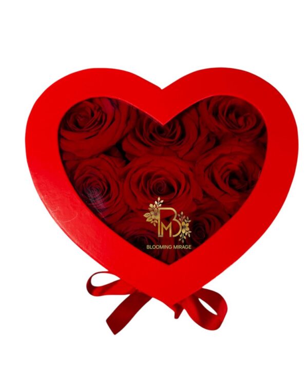 Heart shaped box with roses and candies