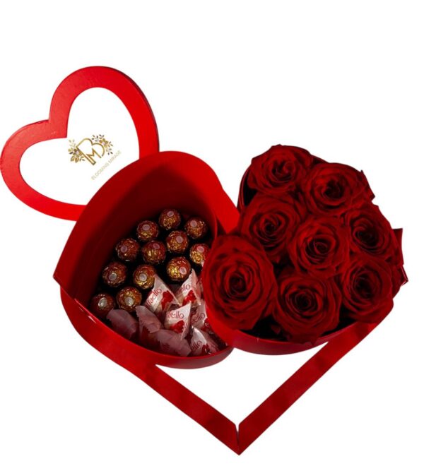 Heart shaped box with roses and candies - Image 7